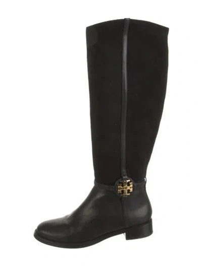 Pre-owned Tory Burch Leather Riding Boots In Black