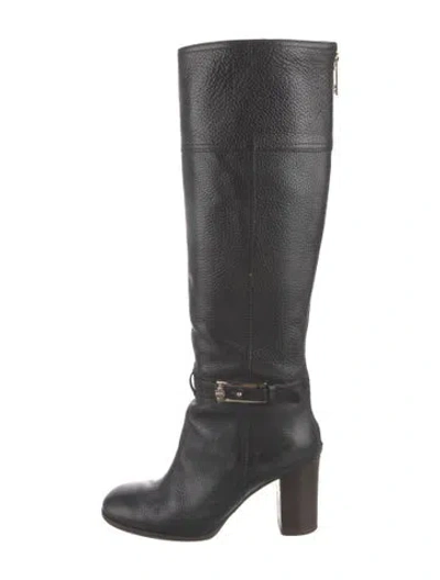 Pre-owned Tory Burch Leather Riding Boots In Black