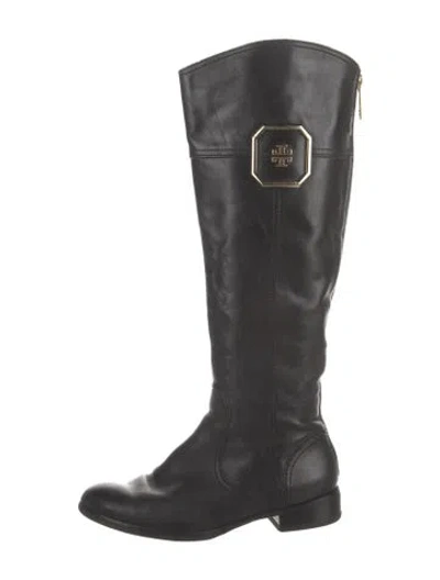 Pre-owned Tory Burch Leather Riding Boots In Black