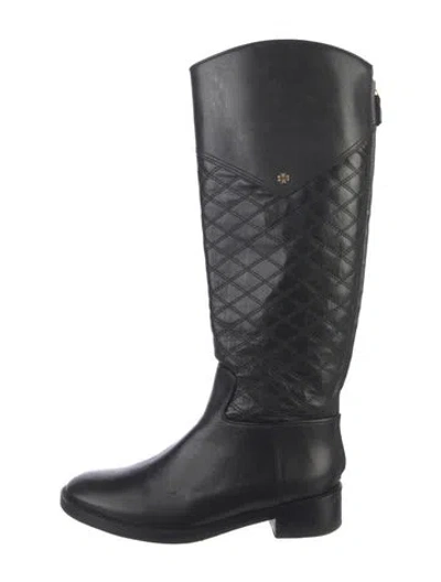 Pre-owned Tory Burch Leather Riding Boots In Black