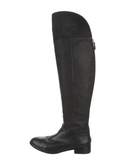 Pre-owned Tory Burch Leather Riding Boots In Black