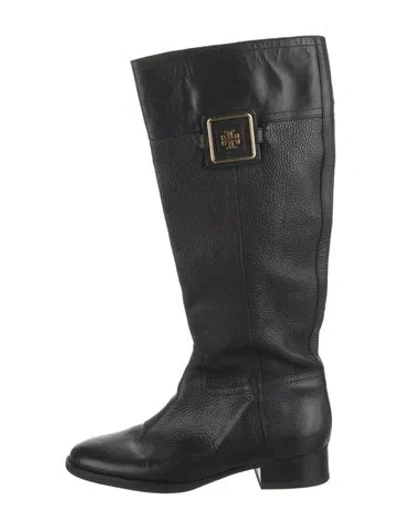 Pre-owned Tory Burch Leather Riding Boots In Black