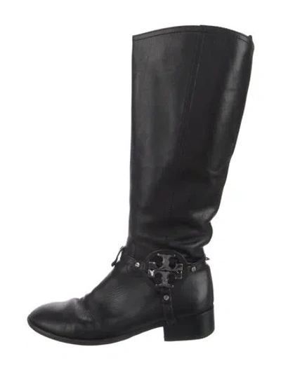 Pre-owned Tory Burch Leather Riding Boots In Black