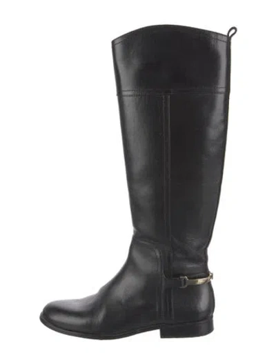 Pre-owned Tory Burch Leather Riding Boots In Black