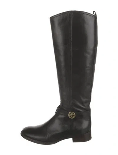 Pre-owned Tory Burch Leather Riding Boots In Black