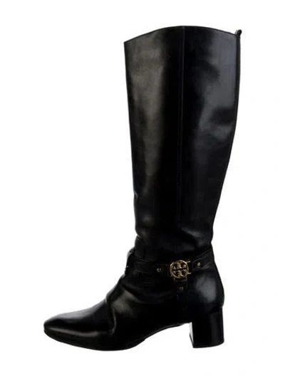 Pre-owned Tory Burch Leather Riding Boots In Black