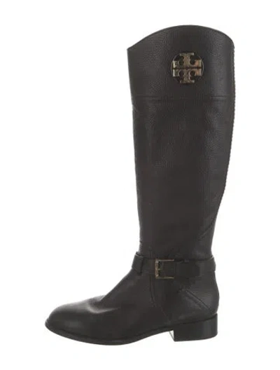 Pre-owned Tory Burch Leather Riding Boots In Black