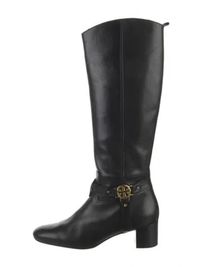 Pre-owned Tory Burch Leather Riding Boots In Black