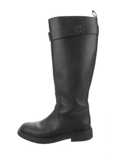 Pre-owned Tory Burch Leather Riding Boots In Black