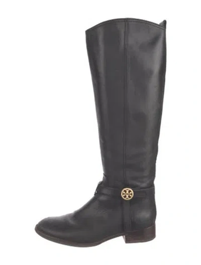Pre-owned Tory Burch Leather Riding Boots In Black