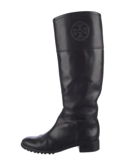 Pre-owned Tory Burch Leather Riding Boots In Black
