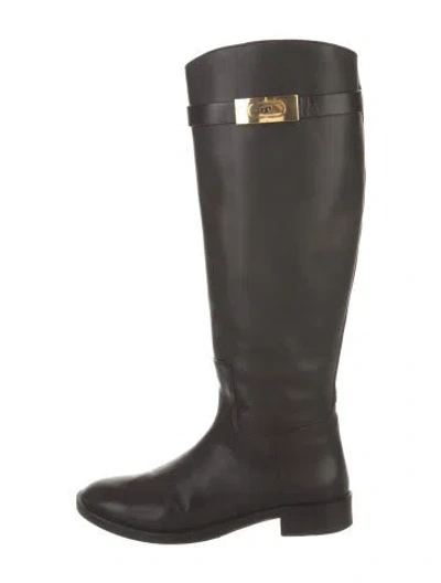 Pre-owned Tory Burch Leather Riding Boots In Black