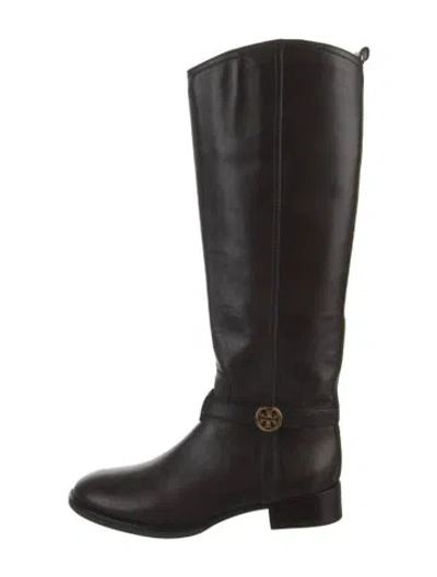 Pre-owned Tory Burch Leather Riding Boots In Black