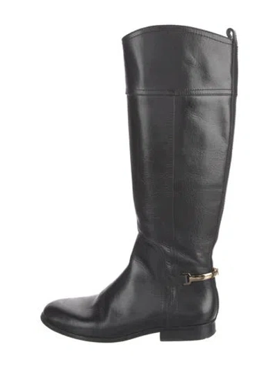 Pre-owned Tory Burch Leather Riding Boots In Black
