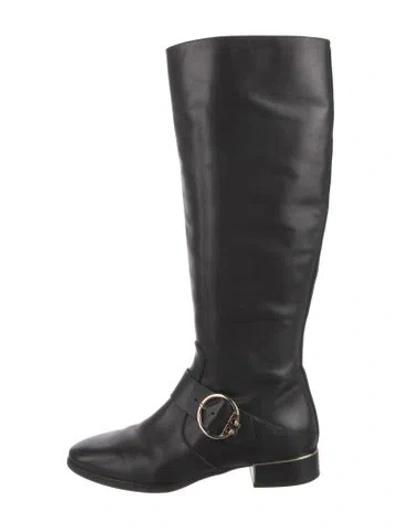 Pre-owned Tory Burch Leather Riding Boots In Black