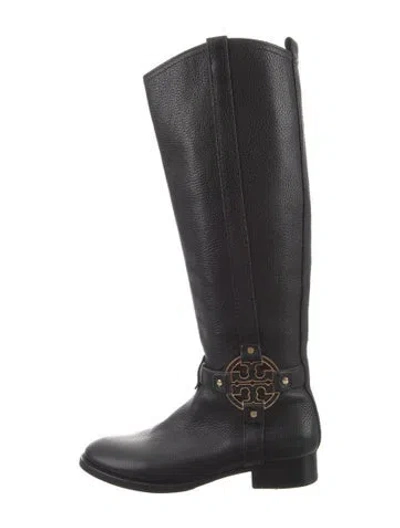 Pre-owned Tory Burch Leather Riding Boots In Black