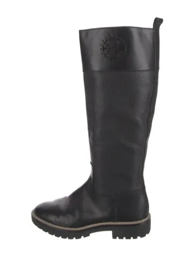 Pre-owned Tory Burch Leather Riding Boots In Black