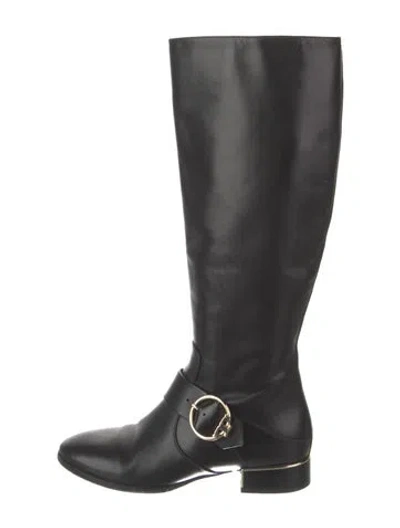 Pre-owned Tory Burch Leather Riding Boots In Black
