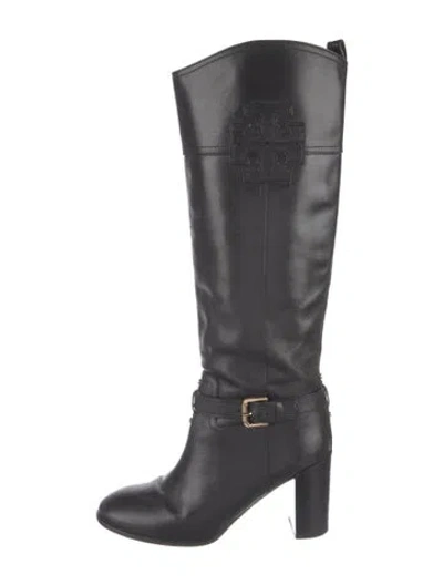 Pre-owned Tory Burch Leather Riding Boots In Black