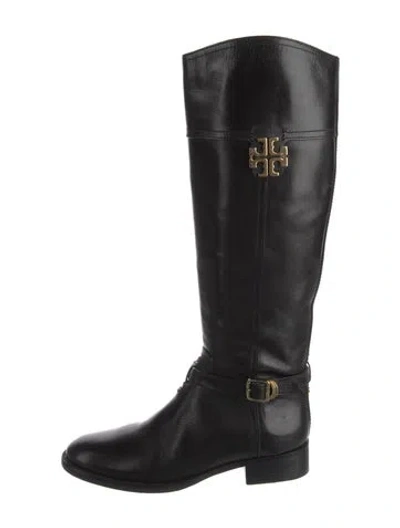 Pre-owned Tory Burch Leather Riding Boots In Black