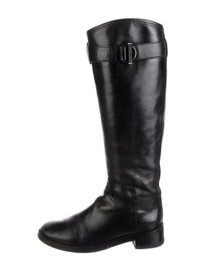 Pre-owned Tory Burch Leather Riding Boots In Black