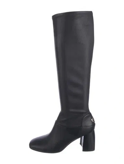 Pre-owned Tory Burch Leather Riding Boots In Black