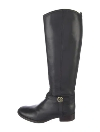 Pre-owned Tory Burch Leather Riding Boots In Black