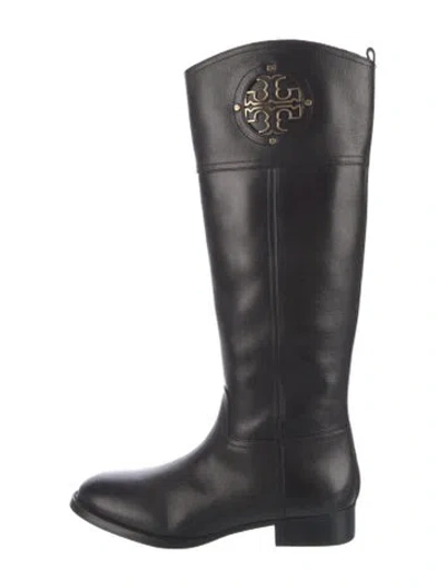 Pre-owned Tory Burch Leather Riding Boots In Black