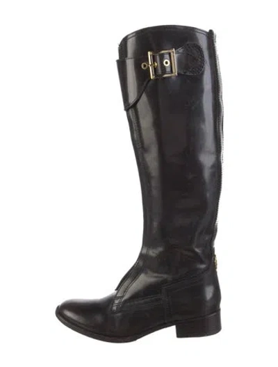 Pre-owned Tory Burch Leather Riding Boots In Black