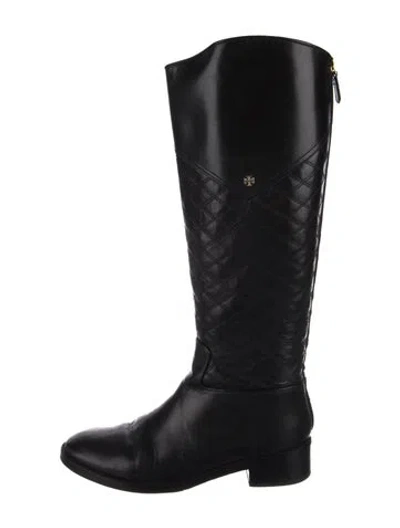 Pre-owned Tory Burch Leather Riding Boots In Black