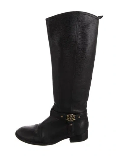 Pre-owned Tory Burch Leather Riding Boots In Black