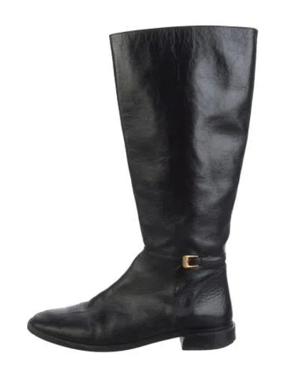 Pre-owned Tory Burch Leather Riding Boots In Black