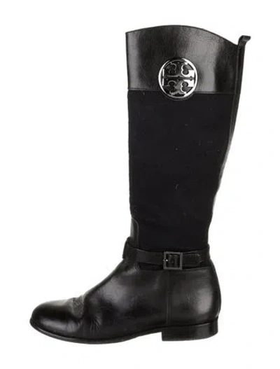Pre-owned Tory Burch Leather Riding Boots In Black