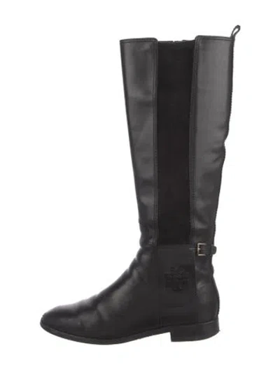 Pre-owned Tory Burch Leather Riding Boots In Black