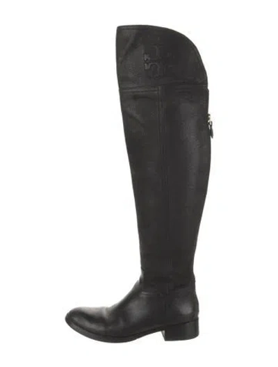 Pre-owned Tory Burch Leather Riding Boots In Black