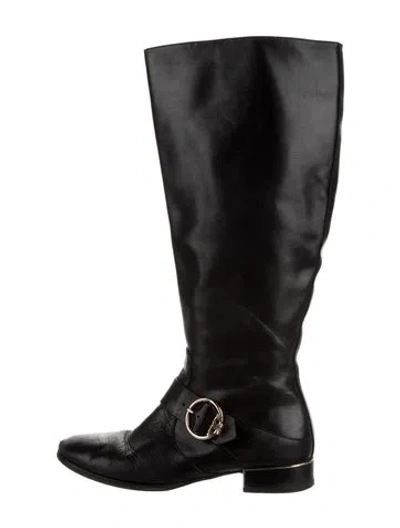Pre-owned Tory Burch Leather Riding Boots In Black