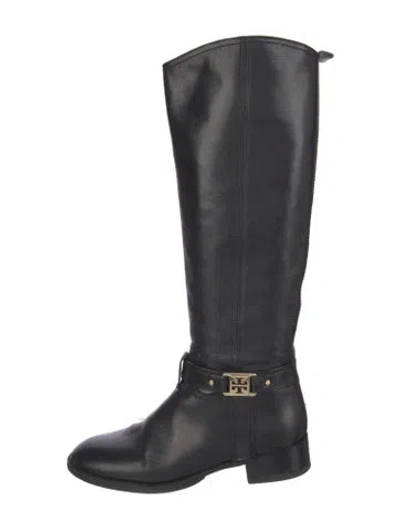 Pre-owned Tory Burch Leather Riding Boots In Black