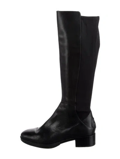 Pre-owned Tory Burch Leather Riding Boots In Black