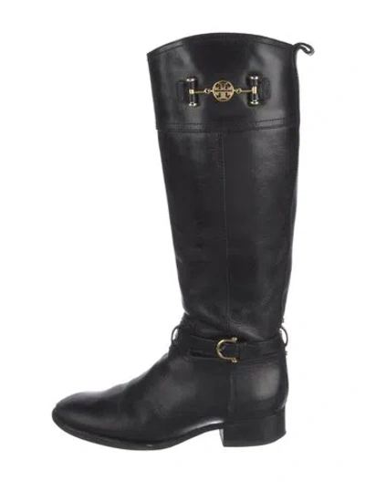 Pre-owned Tory Burch Leather Riding Boots In Black