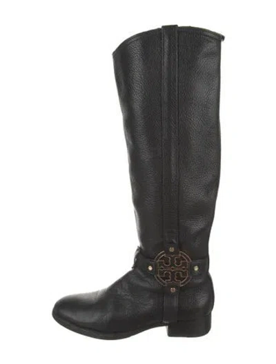 Pre-owned Tory Burch Leather Riding Boots In Black