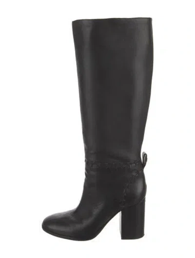 Pre-owned Tory Burch Leather Riding Boots In Black