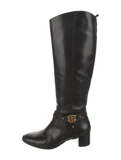 Pre-owned Tory Burch Leather Riding Boots In Black