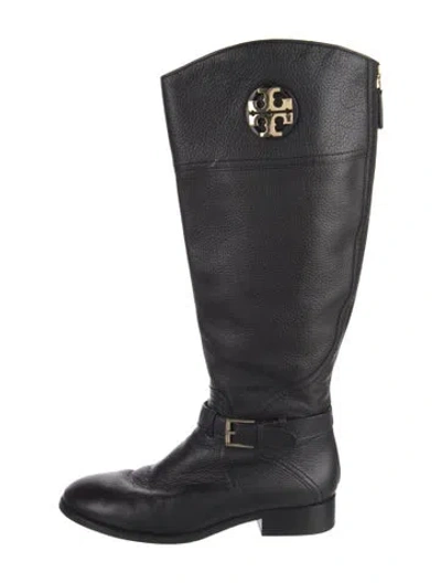 Pre-owned Tory Burch Leather Riding Boots In Black