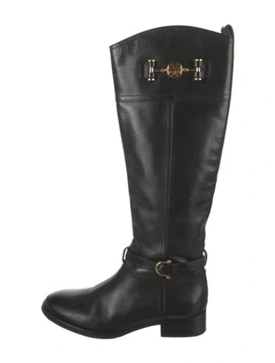 Pre-owned Tory Burch Leather Riding Boots In Black