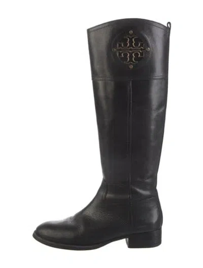 Pre-owned Tory Burch Leather Riding Boots In Black