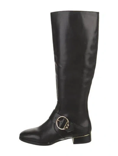 Pre-owned Tory Burch Leather Riding Boots In Black