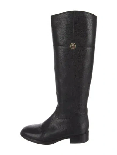 Pre-owned Tory Burch Leather Riding Boots In Black