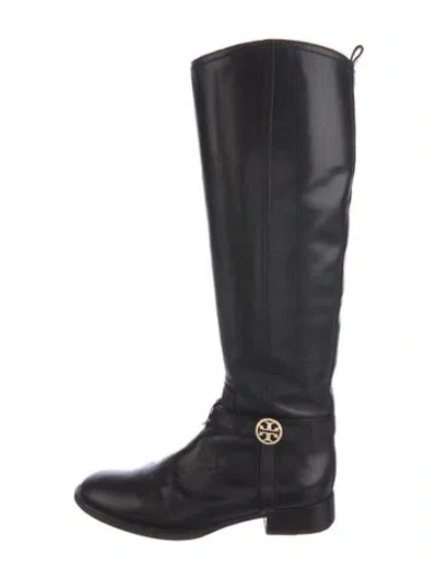 Pre-owned Tory Burch Leather Riding Boots In Black