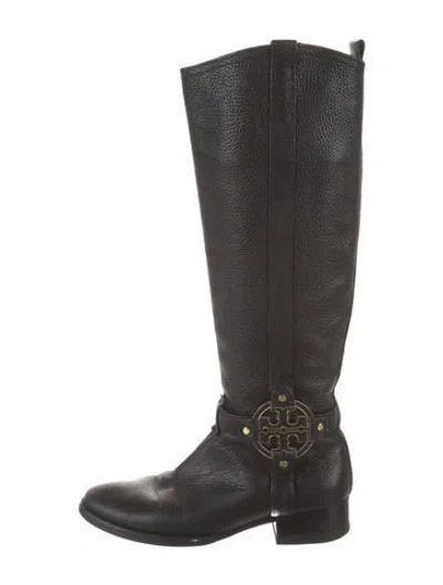 Pre-owned Tory Burch Leather Riding Boots In Black