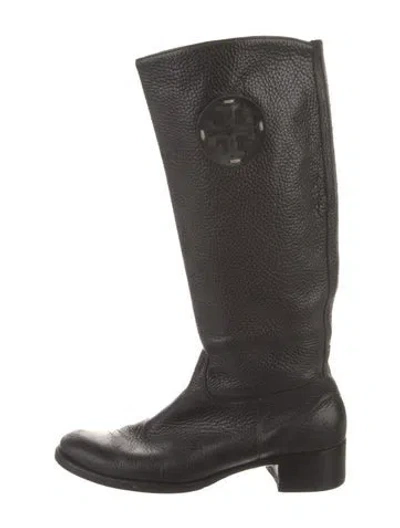 Pre-owned Tory Burch Leather Riding Boots In Black
